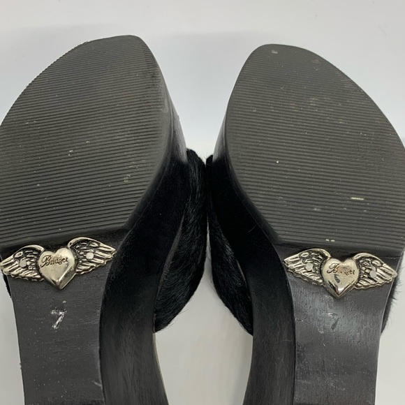 Bridget Black Pony Hair Rhinestone Buttons Wedge sz 7 - Picture 9 of 14